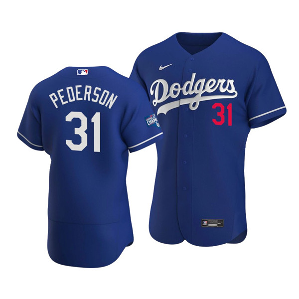 Men's Los Angeles Dodgers #31 Joc Pederson 2020 Blue World Series Champions Patch Flex Base Sttiched MLB Jersey